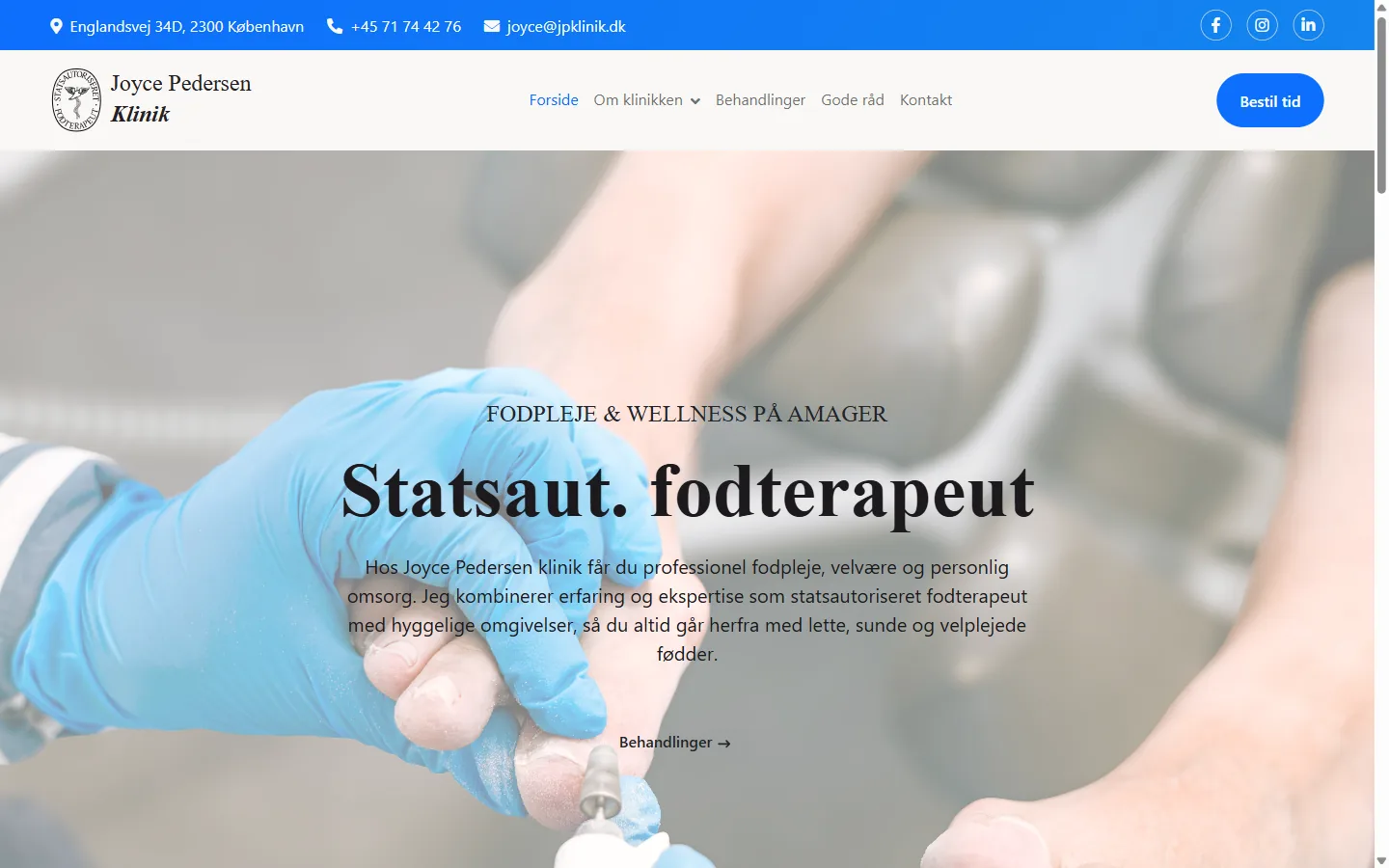Joyce Pedersen Klinik, ny hjemmeside med foto, behandlinger og booking